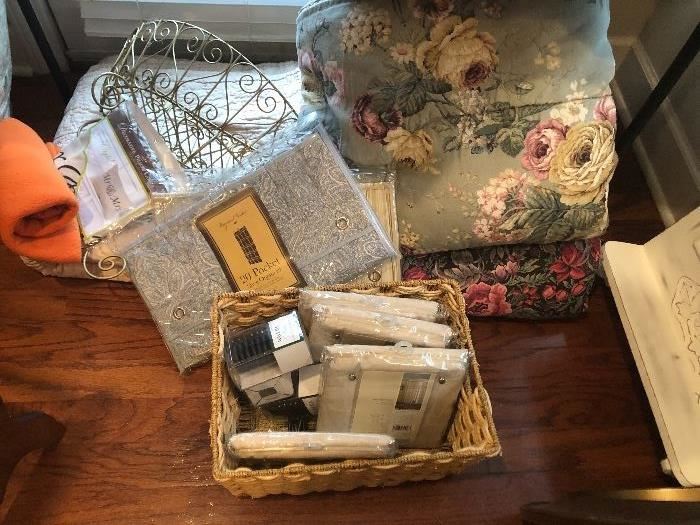 Sheets new in bags. Closet organizers and comforters ready for the bed