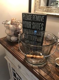 unusual large glass bucket