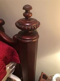 well made and beautiful wood. one of the finials on the attractive bed