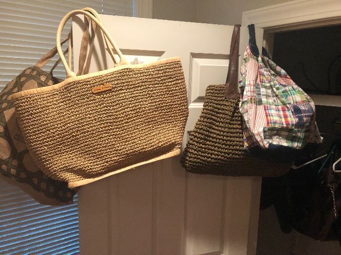 get ready for the beach. all types of fun tote bags