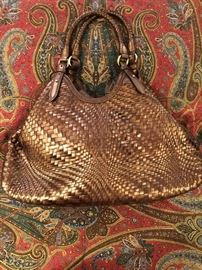 Cole Haan festive copper colored bag