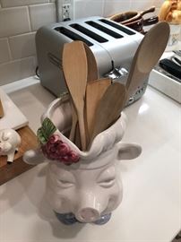 Cute chef piggy spoon holder