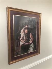 interesting print in the dining room