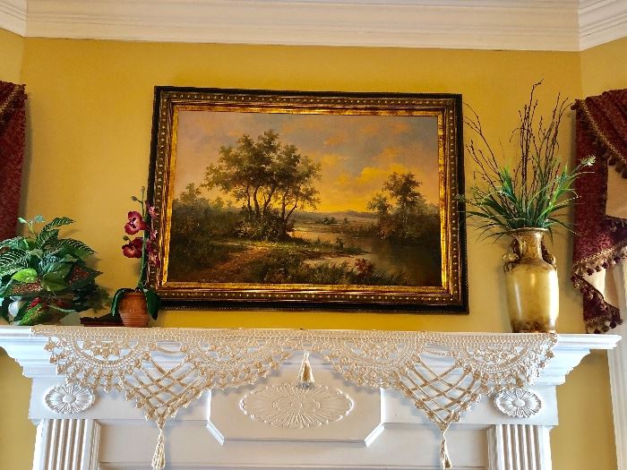 Beautiful painting and vintage piano scarf