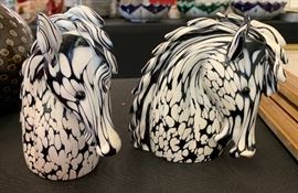 Archimede  Seguso Murano Glass Bianco/Nero Horse Head #1	5.75in
Archimede  Seguso Murano Glass Bianco/Nero Horse Head #2	5.5in