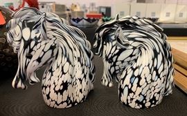 Archimede  Seguso Murano Glass Bianco/Nero Horse Head #1	5.75in
Archimede  Seguso Murano Glass Bianco/Nero Horse Head #2	5.5in