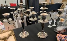 Antique Sterling Silver Candelabra Pair 265 4-arm 5 candle	16in H