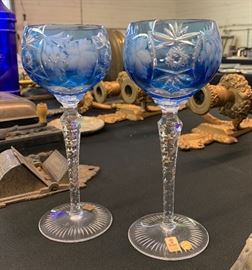 Nachtmann Cut to Clear Hock Wine Traube Glass Aqua #1	8.25in                                                                                Nachtmann Cut to Clear Hock Wine Traube Glass Aqua #2	8.25in