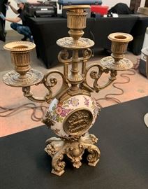 Antique French Eugene Farcot  Clock Porcelain/Bronze w/ Garniture Set	 