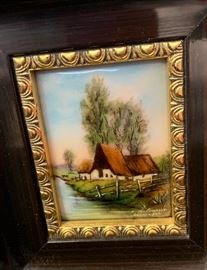 Limoges J Betourne Enamel Framed Plaque #2	