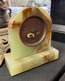 Lux Vintage Clock Green Onyx/Stone	