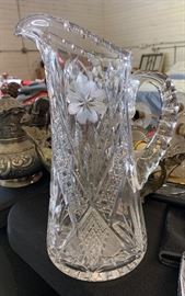 American Brilliant Cut Glass Pitcher	11.5in H