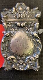 Art Nouveau  Sterling Silver Floral Repousse Match Safe/Vesta	