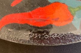 Peggy Karr Chili Pepper Plate Fused Glass 14in	 