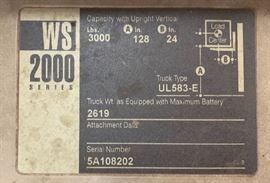 2000 Crown WS2000-30TL Forklift Electric Walkie Palette	 