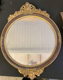 Antique Gilt Round Mirror