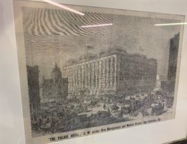 The palace hotel San Francisco Newspaper Framed	 