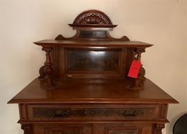 Antique French Walnut Burl Cabinet 6 Shelves and 1 Drawer 39x18x76 HxWxD