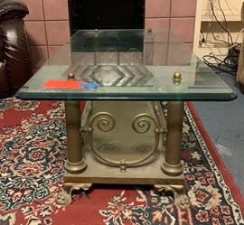 Antique Brass Glass Top Coffee Table claw foot	48x24x16	HxWxD