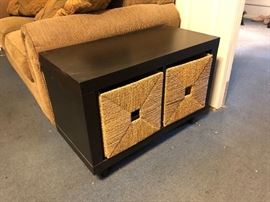 End Table with (2) Storage Wicker Baskets #1	31x15.5x21	HxWxD