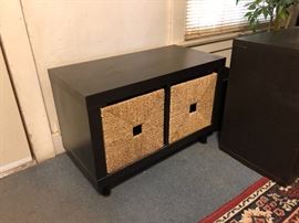 End Table with (2) Storage Wicker Baskets #2	31x15.5x21	HxWxD