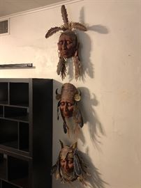 Metal Native American Heads wall mounted