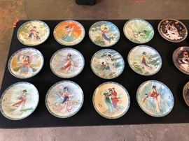 Full Set of 12 Imperial Jingdezhen Beauties of the Red Mansion Porcelain Plates