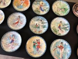 Full Set of 12 Imperial Jingdezhen Beauties of the Red Mansion Porcelain Plates