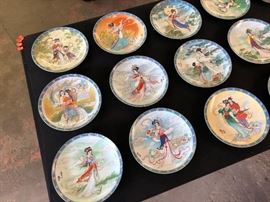 Full Set of 12 Imperial Jingdezhen Beauties of the Red Mansion Porcelain Plates