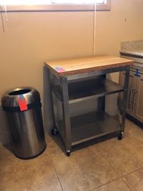 Stainless Steel a rolling Cart with Wood top	30x20x36	HxWxD