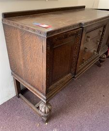 Antique  Oak Buffet 4 Shelves and 3 Drawers	60x22x37	HxWxD