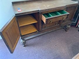 Antique  Oak Buffet 4 Shelves and 3 Drawers	60x22x37	HxWxD