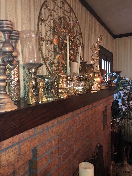 Large assortment of vintage brass home decor. 