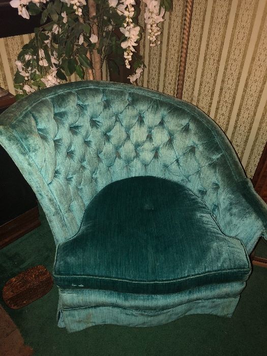 2nd 1940’s asymmetrical vintage accent chair. 