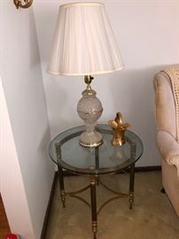 Glass/brass round end table