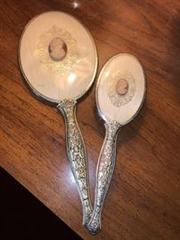 Dresser mirror and brush set