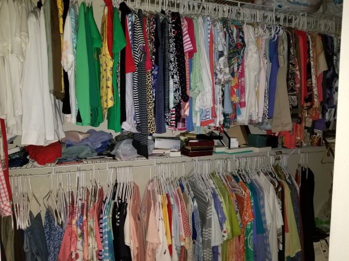 $10.00 for 10 items, some new with tags.  Excellent condition women's clothing size 6-12, includes Talbott's, Chico's, etc.  All items MUST be picked up on March 21st or 22nd only.  If you are unable to do this please email rcullen@virtualparalegalny.com PRIOR to purchasing.
Sale has a house full of items available for sale, you are welcome to shop when you pick up your purchased items.  Lots of home decor, 2 closets FULL of ladies clothes and shoes, all like new and name brand, garage stuff, kitchen stuff etc.
GREAT PRICES!