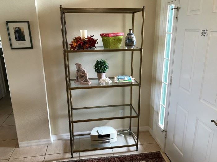 $50.  Glass shelving.  . 
All items MUST be picked up on March 21st or 22nd only.  If you are unable to do this please email rcullen@virtualparalegalny.com PRIOR to purchasing.
Sale has a house full of items available for sale, you are welcome to shop when you pick up your purchased items.  Lots of home decor, 2 closets FULL of ladies clothes and shoes, all like new and name brand, garage stuff, kitchen stuff etc.
GREAT PRICES!