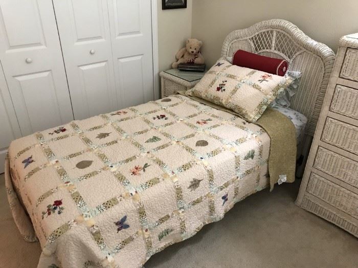 $150.  Wicker bed (one of two).  
All items MUST be picked up on March 21st or 22nd only.  If you are unable to do this please email rcullen@virtualparalegalny.com PRIOR to purchasing.
Sale has a house full of items available for sale, you are welcome to shop when you pick up your purchased items.  Lots of home decor, 2 closets FULL of ladies clothes and shoes, all like new and name brand, garage stuff, kitchen stuff etc.
GREAT PRICES!