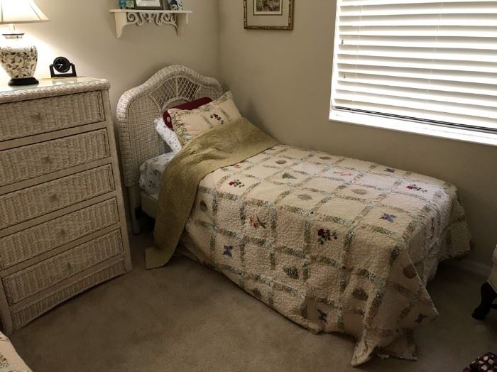 $150.  Wicker bed (one of two).  
All items MUST be picked up on March 21st or 22nd only.  If you are unable to do this please email rcullen@virtualparalegalny.com PRIOR to purchasing.
Sale has a house full of items available for sale, you are welcome to shop when you pick up your purchased items.  Lots of home decor, 2 closets FULL of ladies clothes and shoes, all like new and name brand, garage stuff, kitchen stuff etc.
GREAT PRICES!