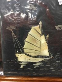 Asian straw art unframed picture