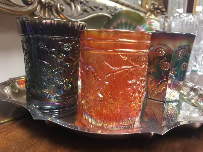 More examples of carnival glass tumblers