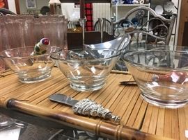 Bamboo tray with three condiment bowls