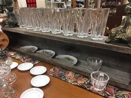 Lenox tumblers, vintage large 1970s candlesticks, waste trays, Mikassa small bowls, large feed trough container 