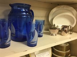 Depression era cobalt blue picture and glasses