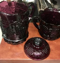 Ameythist pitcher and lidded jar