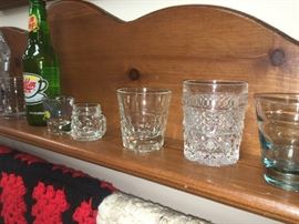 Collection of vintage on the rocks glasses, most are French crystal