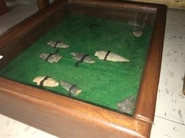 Native American artifacts And case