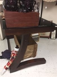 Side view of modern desk