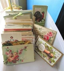 Antique post cards, many written on